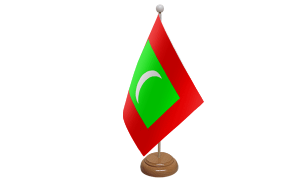 Maldives Small Flag with Wooden Stand